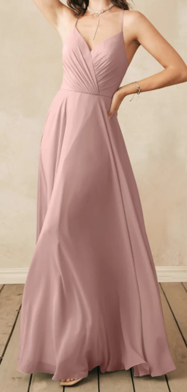 AW BRIDAL 6 S Dusty Rose pink chiffon Melody party maxi dress NEW 0B7